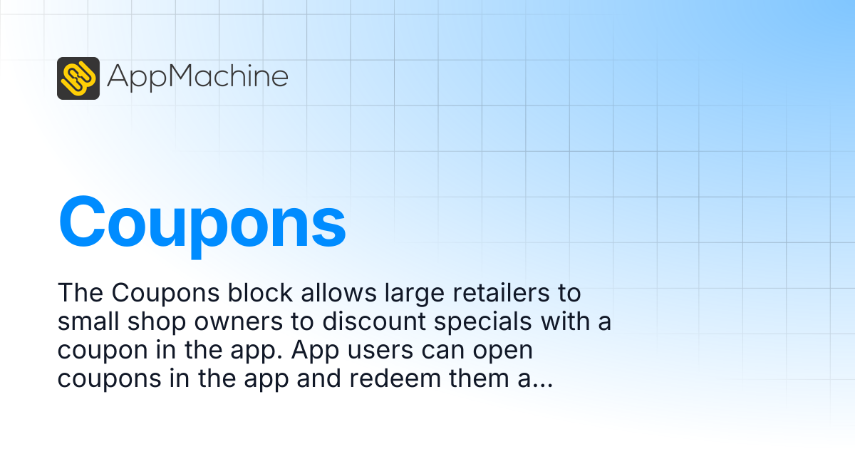 Coupons | AppMachine Support Center